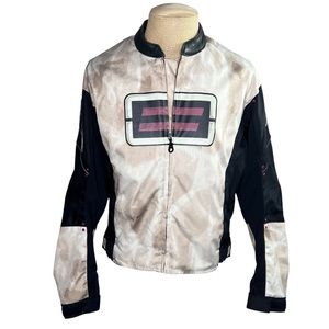 Shift Men’s Multicolor Nylon Motorcycle Moto Leather Collar Jacket Size Medium